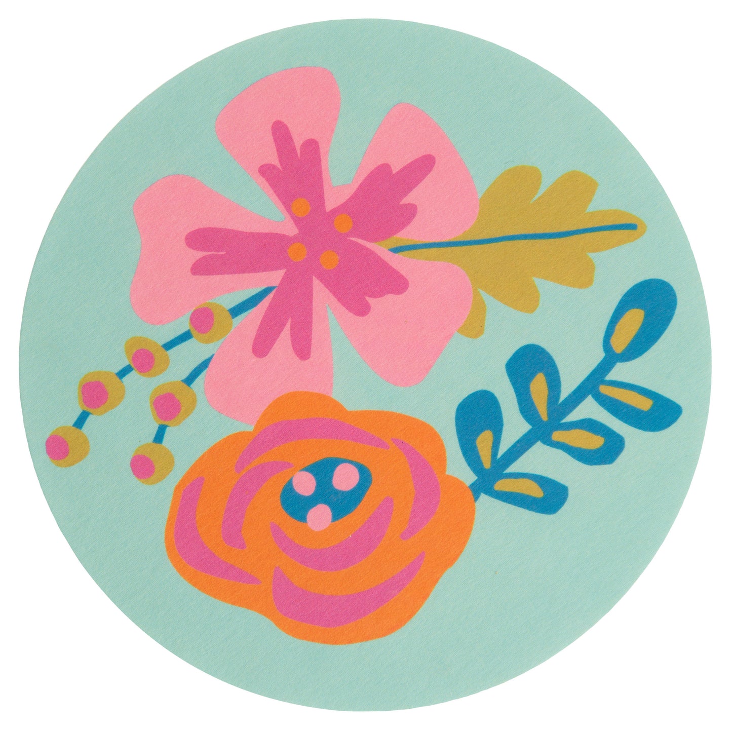 Shelly Floral Pulp Paper Coasters blue coaster view. 