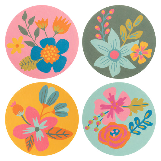 Shelly Floral Pulp Paper Coasters set of four view. 