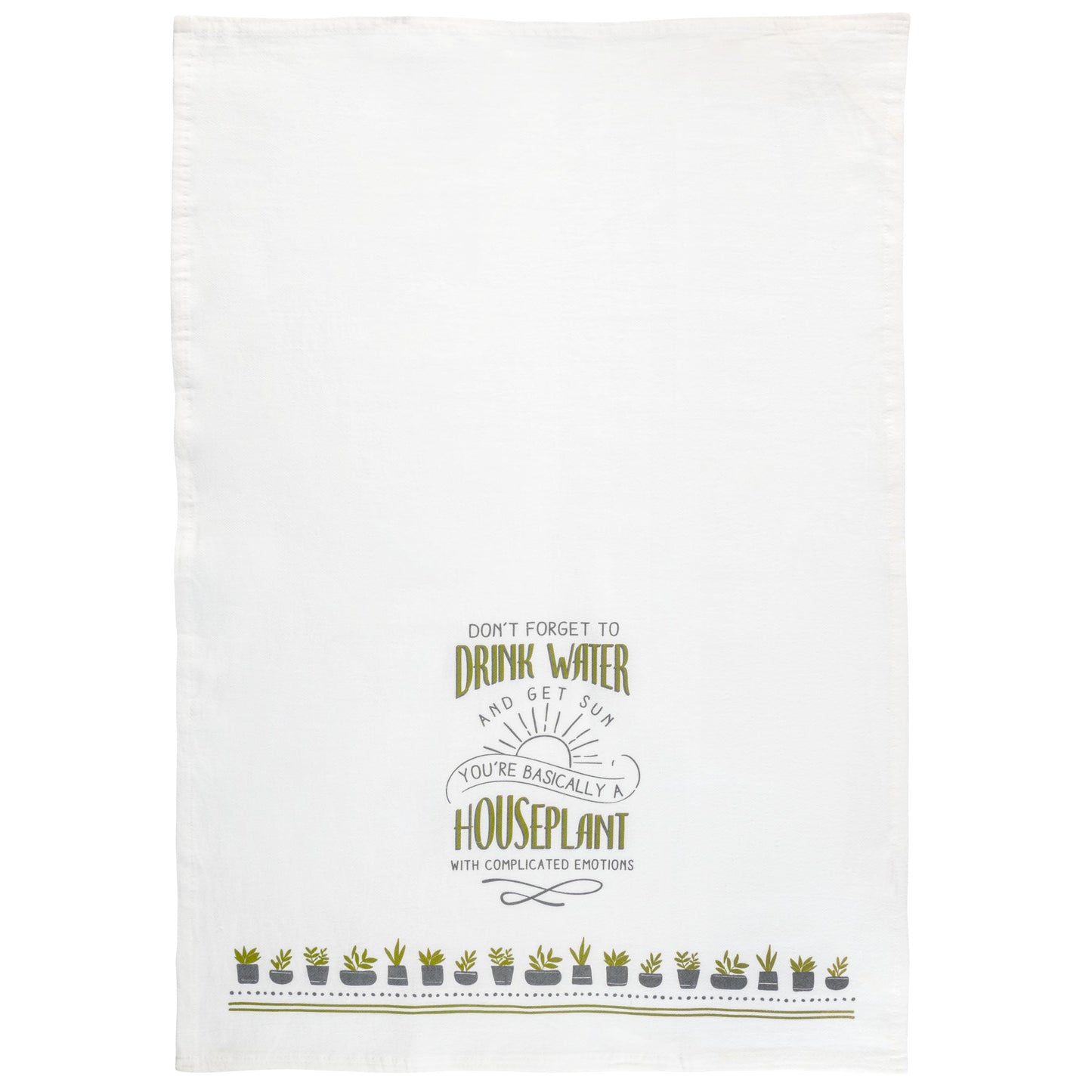 House Plant Cheeky Flour Sack Tea Towel unfolded view. 