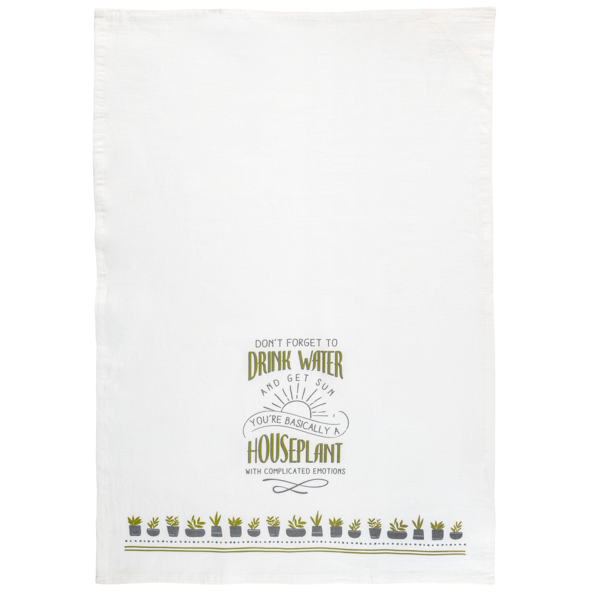 House Plant Cheeky Flour Sack Tea Towel unfolded view. 