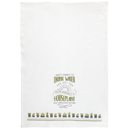 House Plant Cheeky Flour Sack Tea Towel unfolded view. 