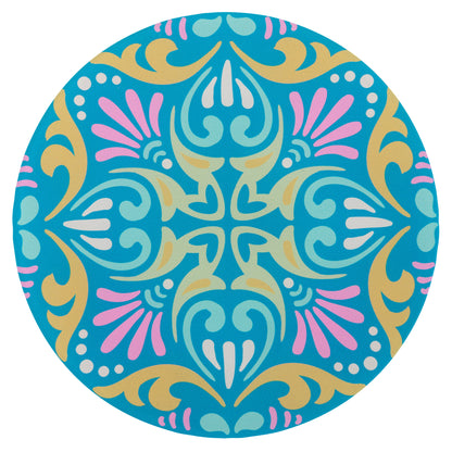 blue and chartreuse coaster