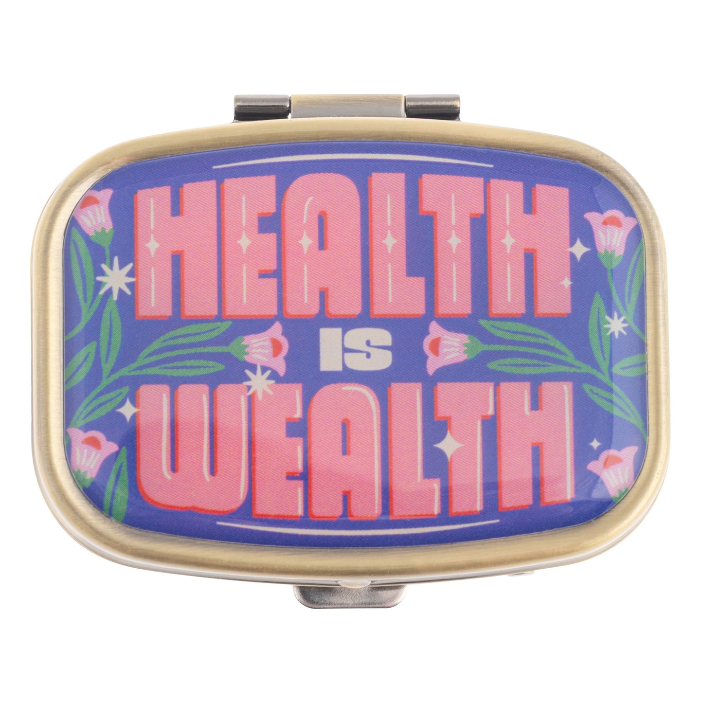 Health is Wealth Small Metal Pill Case