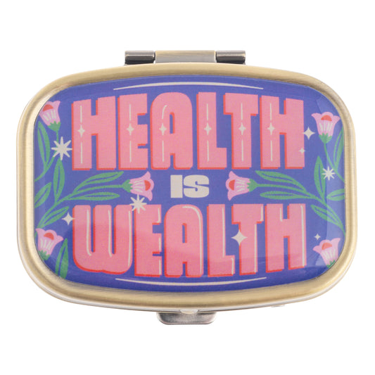 Health is Wealth Small Metal Pill Case