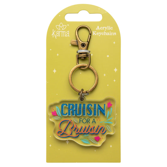 Cruisin Acrylic Keychain packaged view. 