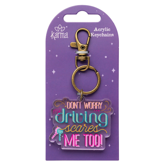 My Driving Acrylic Keychain packaged view. 