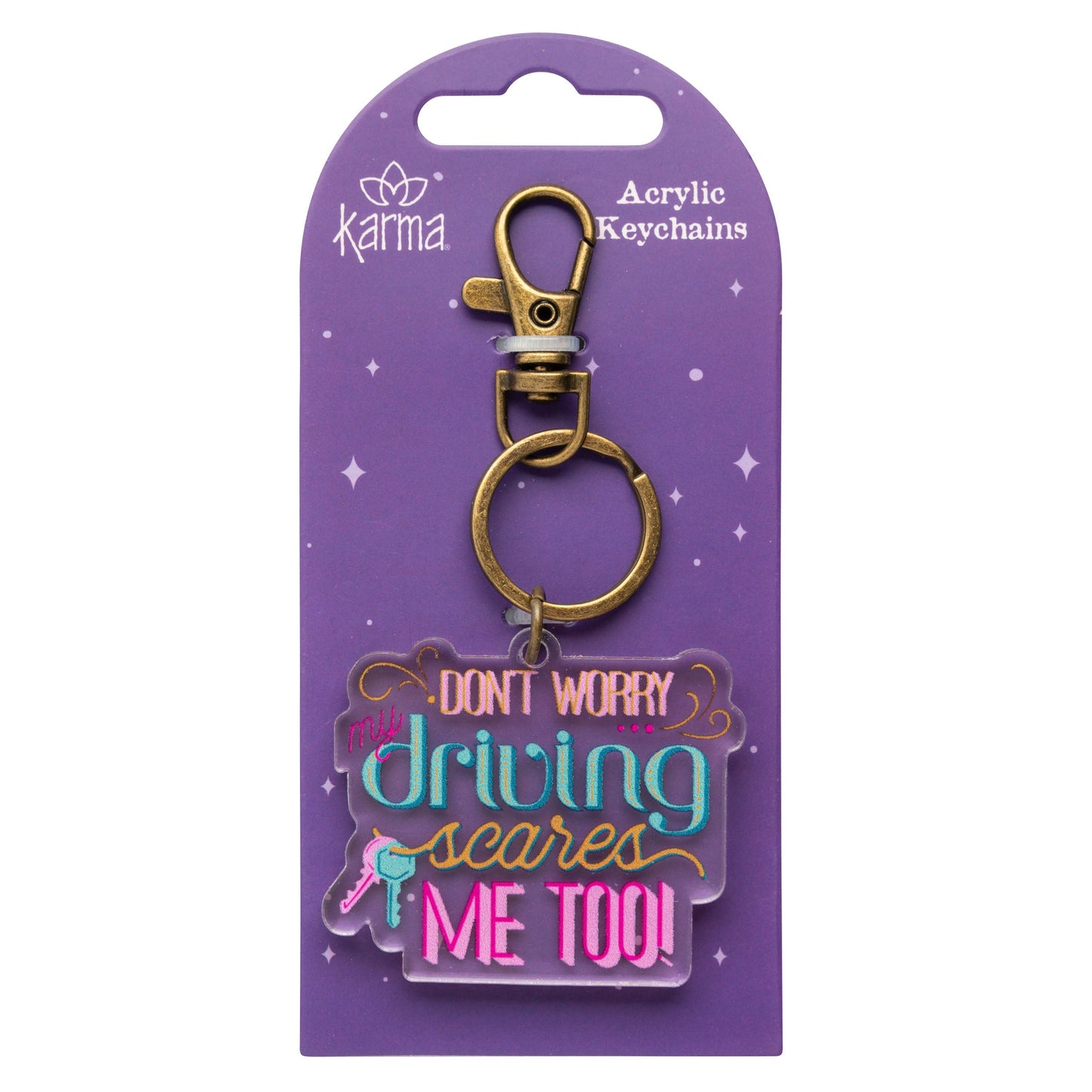 My Driving Acrylic Keychain packaged view. 