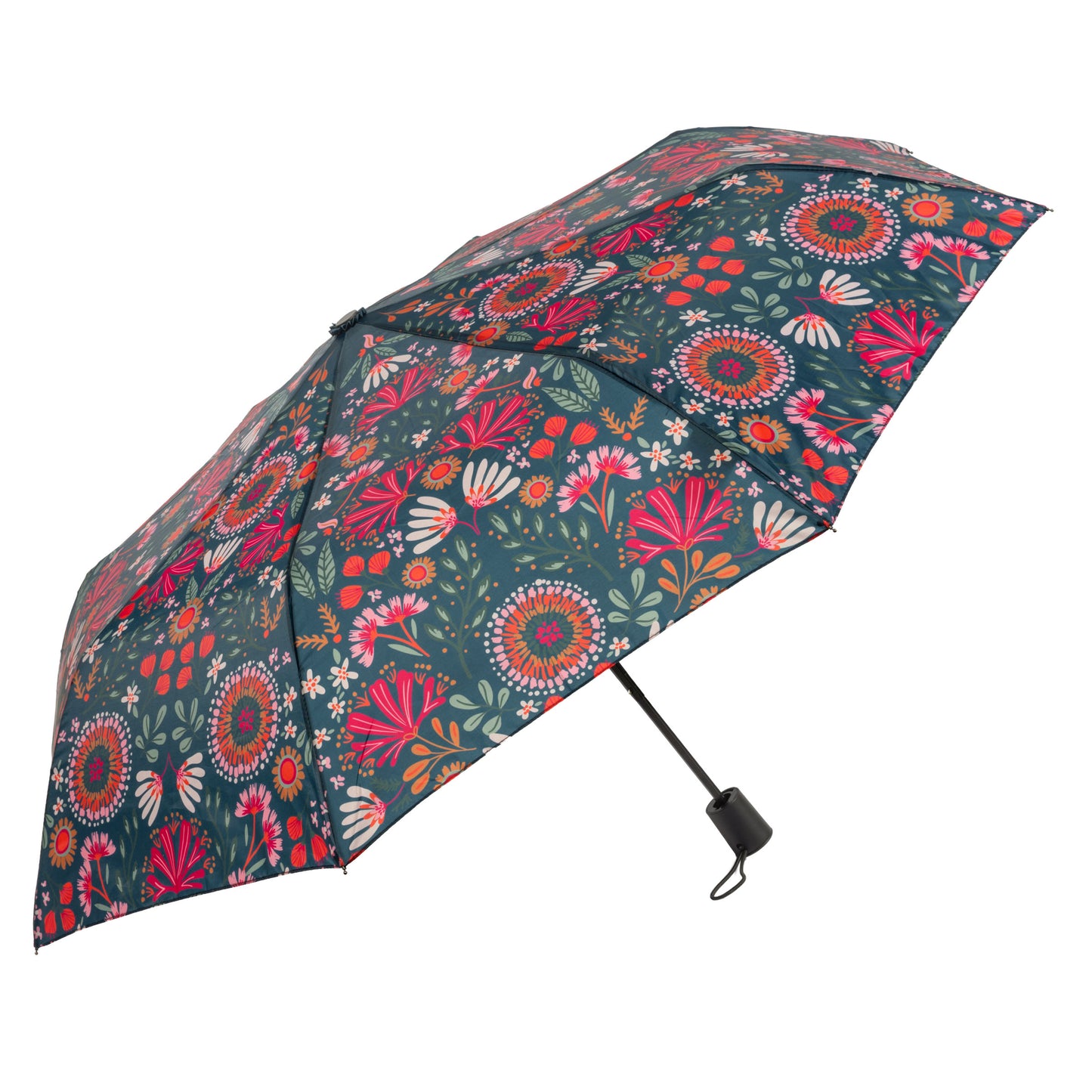 Teal Floral Travel Umbrella