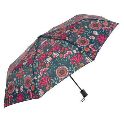 Teal Floral Travel Umbrella