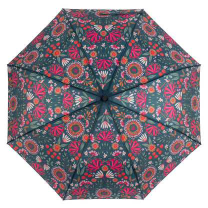 Teal Floral Travel Umbrella