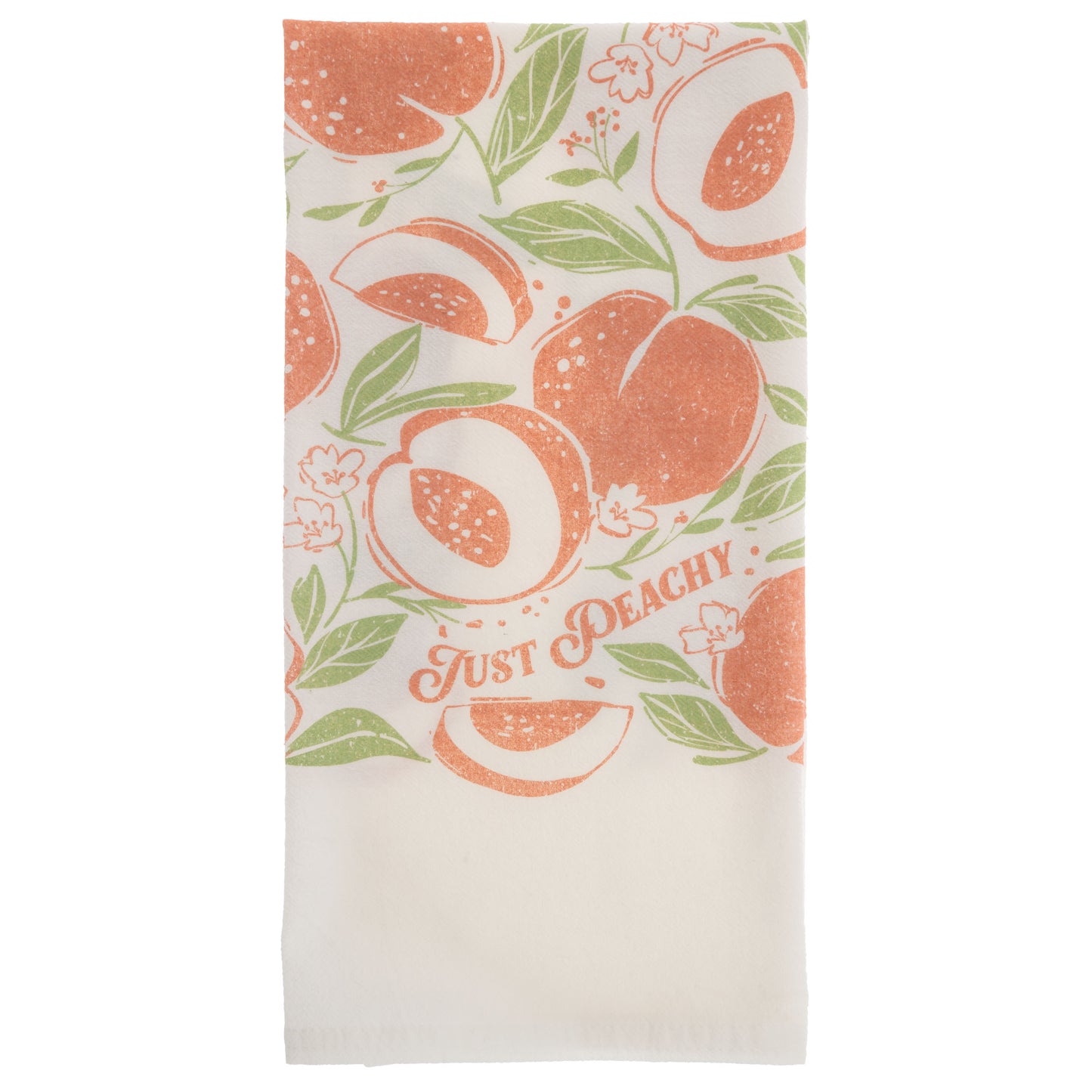 Peach fruit basket tea towel