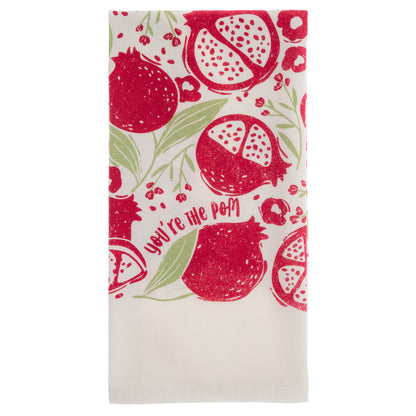 Pomegranate fruit basket tea towel