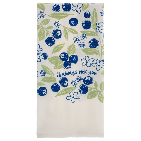 Blueberry fruit basket tea towel