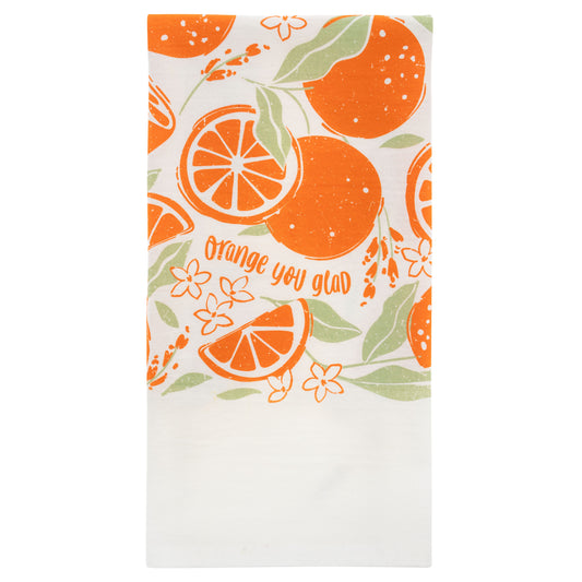 Orange Fruit Basket Tea Towels