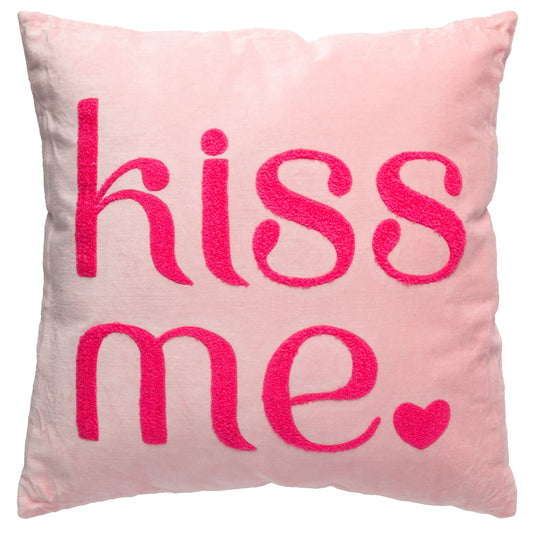 Kiss Me Square Velvet Pillow
