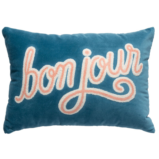 Bon Jour Lumbar Velvet Pillow