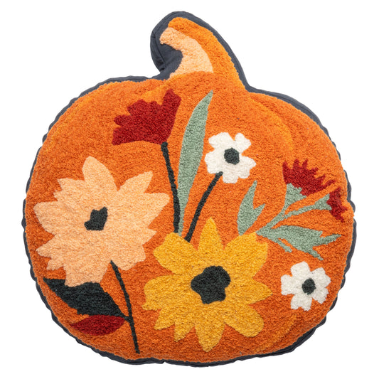 Pumpkin Floral Shaped Embroidered Pillow