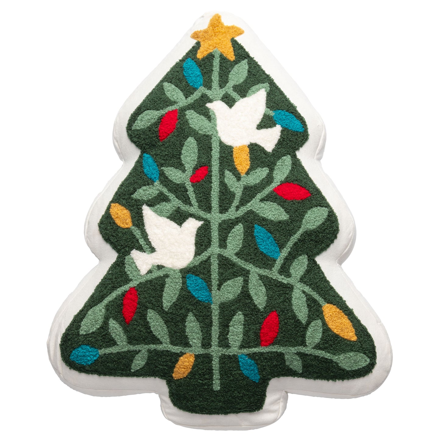 Christmas Tree Shaped Embroidered Pillow