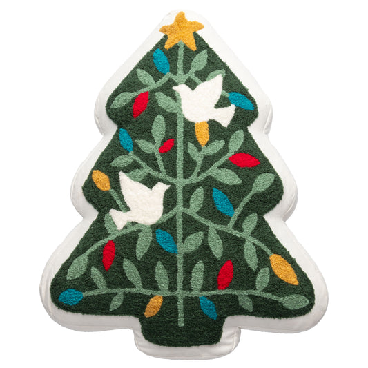 Christmas Tree Shaped Embroidered Pillow