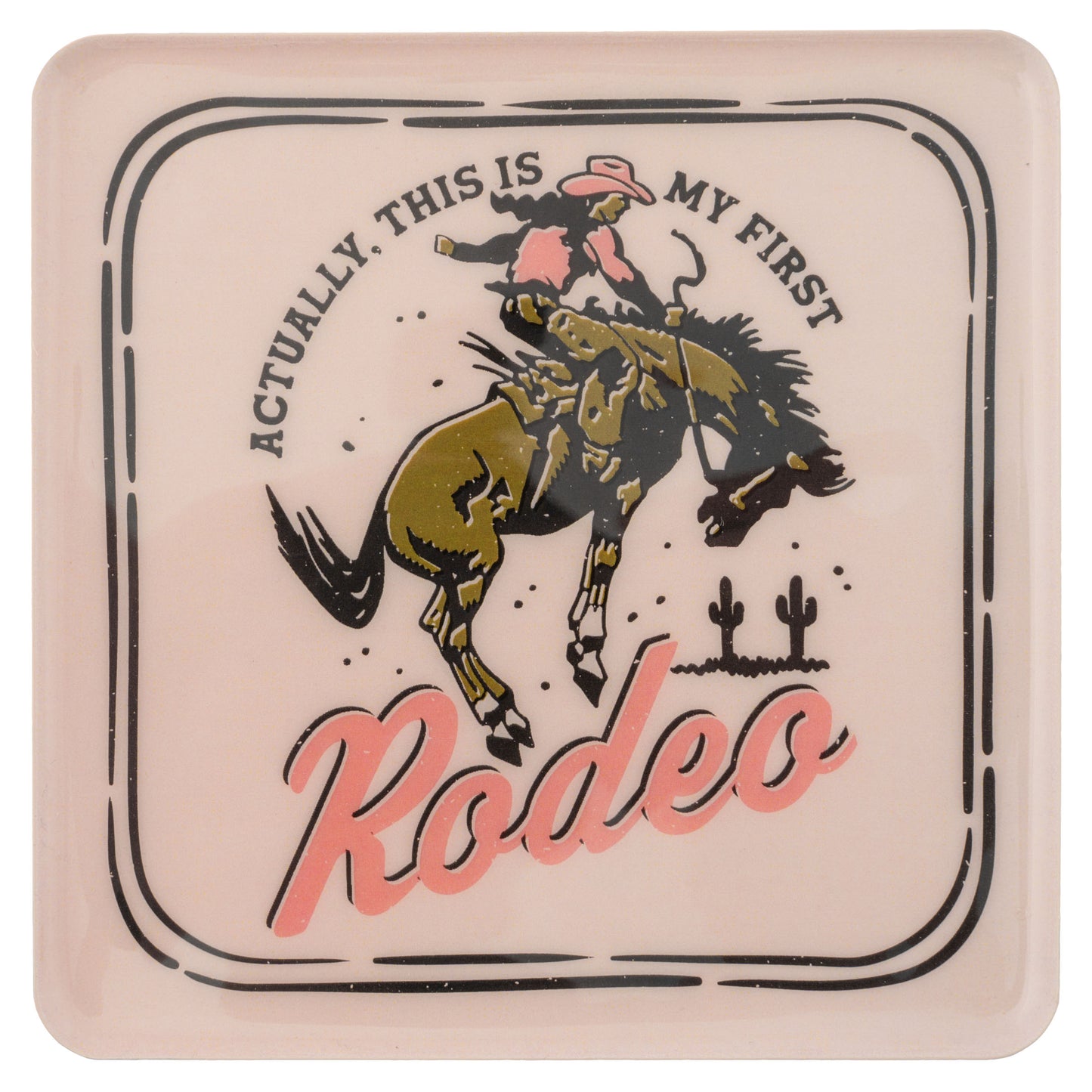 Rodeo Large Square Enamel Tray front view. 