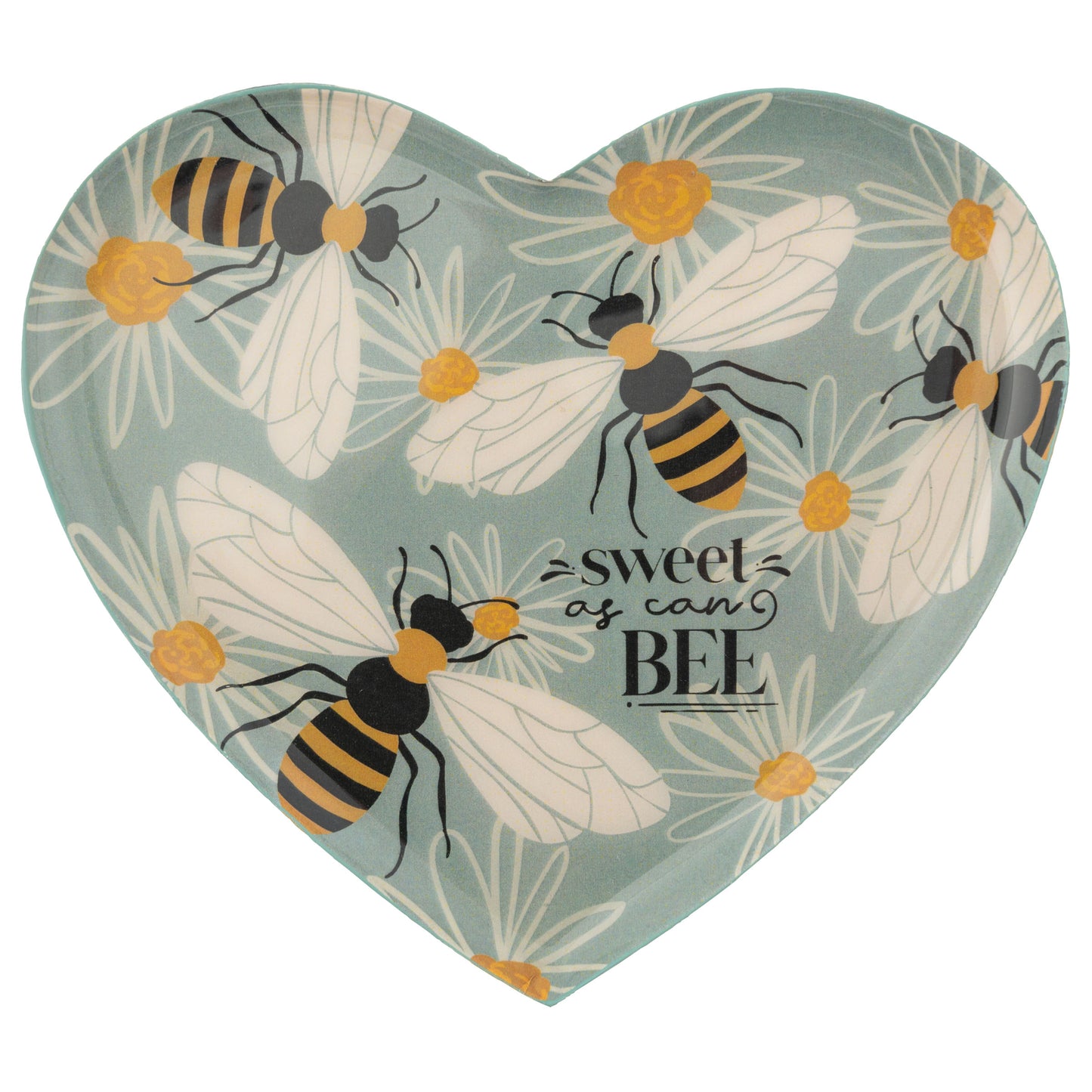 Bee Small Heart Enamel Tray front view. 