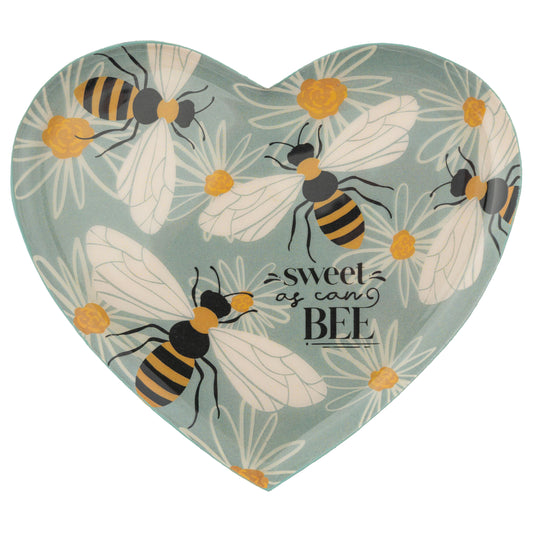 Bee Small Heart Enamel Tray front view. 