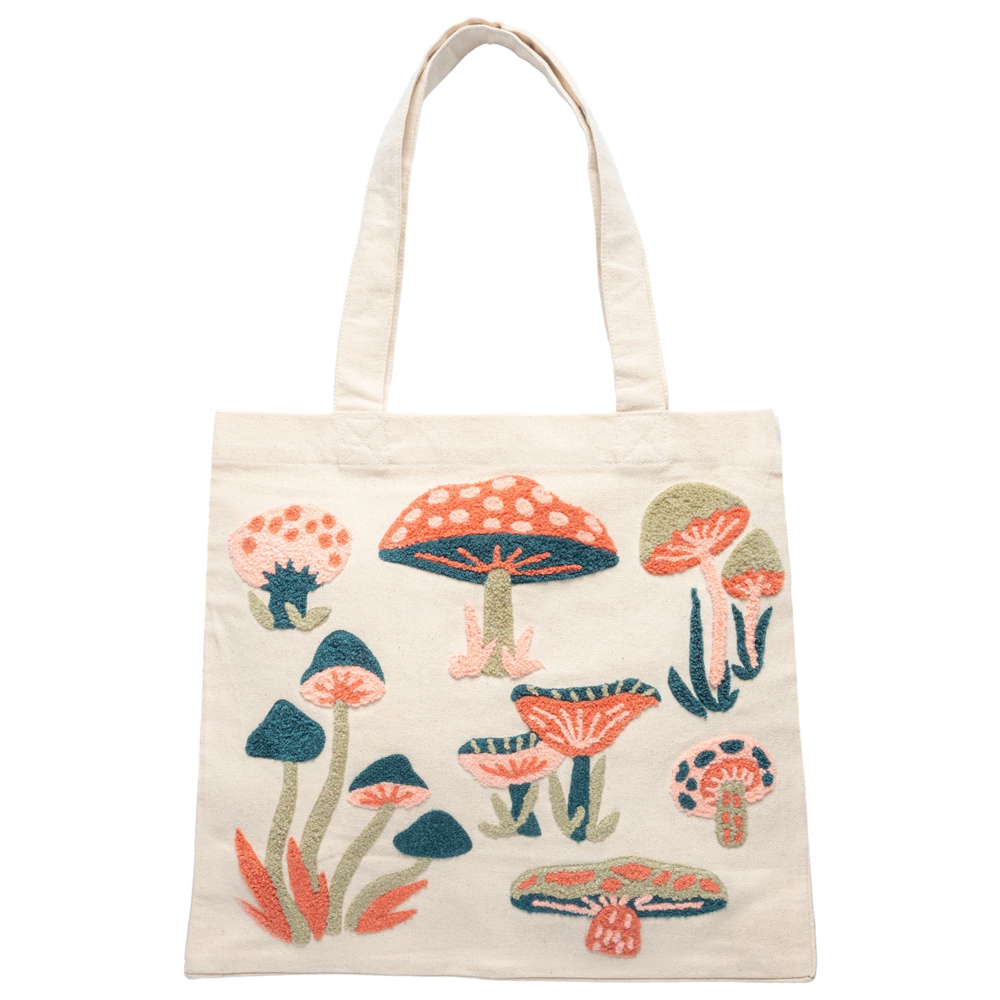Mushroom Embroidered Canvas Tote