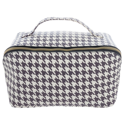 Houndstooth Jumbo Zip Cosmetic Bag