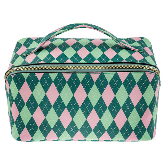 Argyle Jumbo Zip Cosmetic Bag