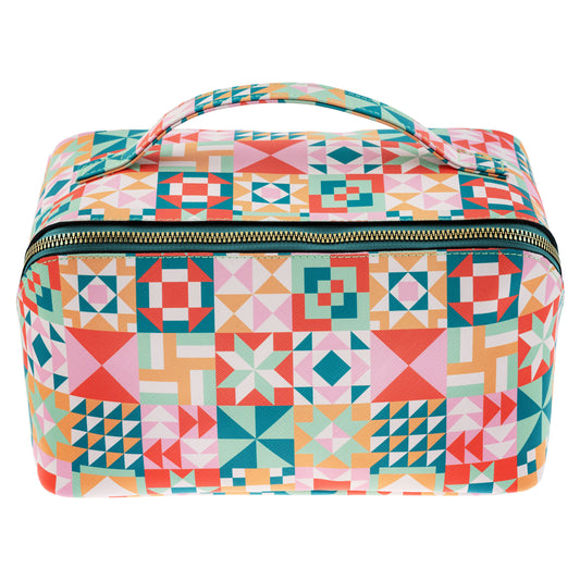 Quilt Blocks Jumbo Zip Cosmetic Bag