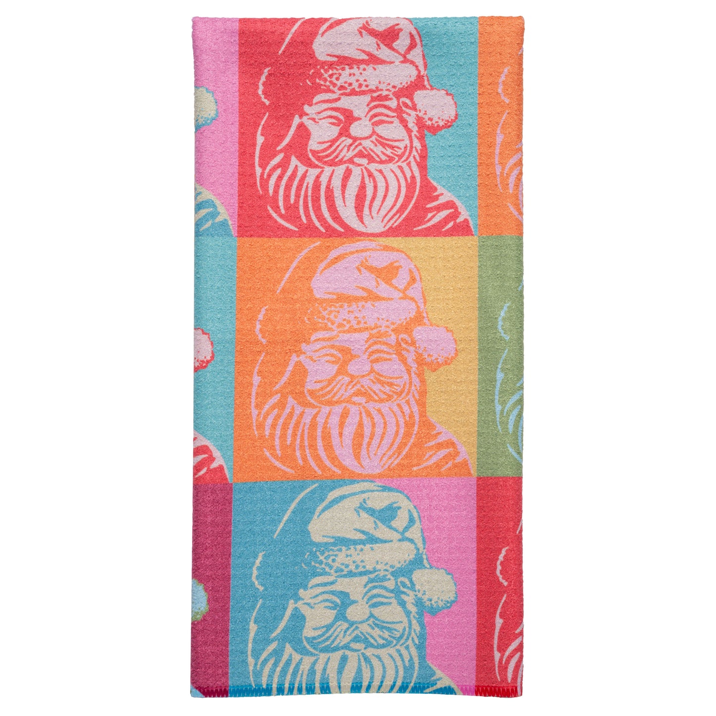 Retro Santa Waffle Weave Tea Towel