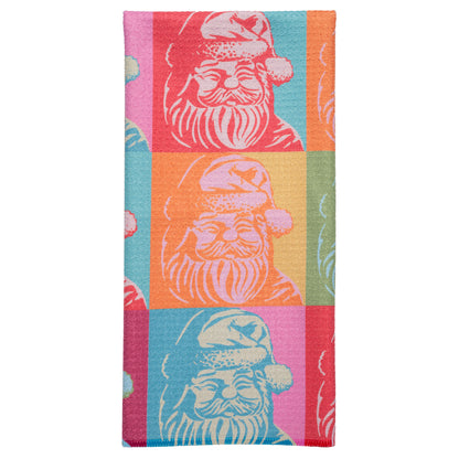 Retro Santa Waffle Weave Tea Towel