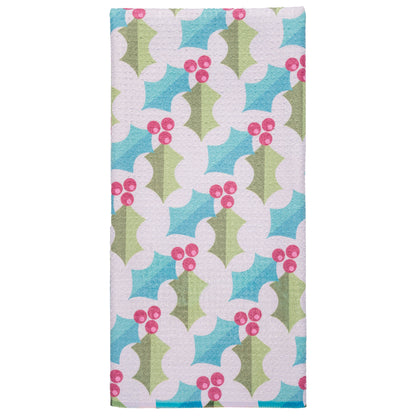 Retro Santa Waffle Weave Tea Towel