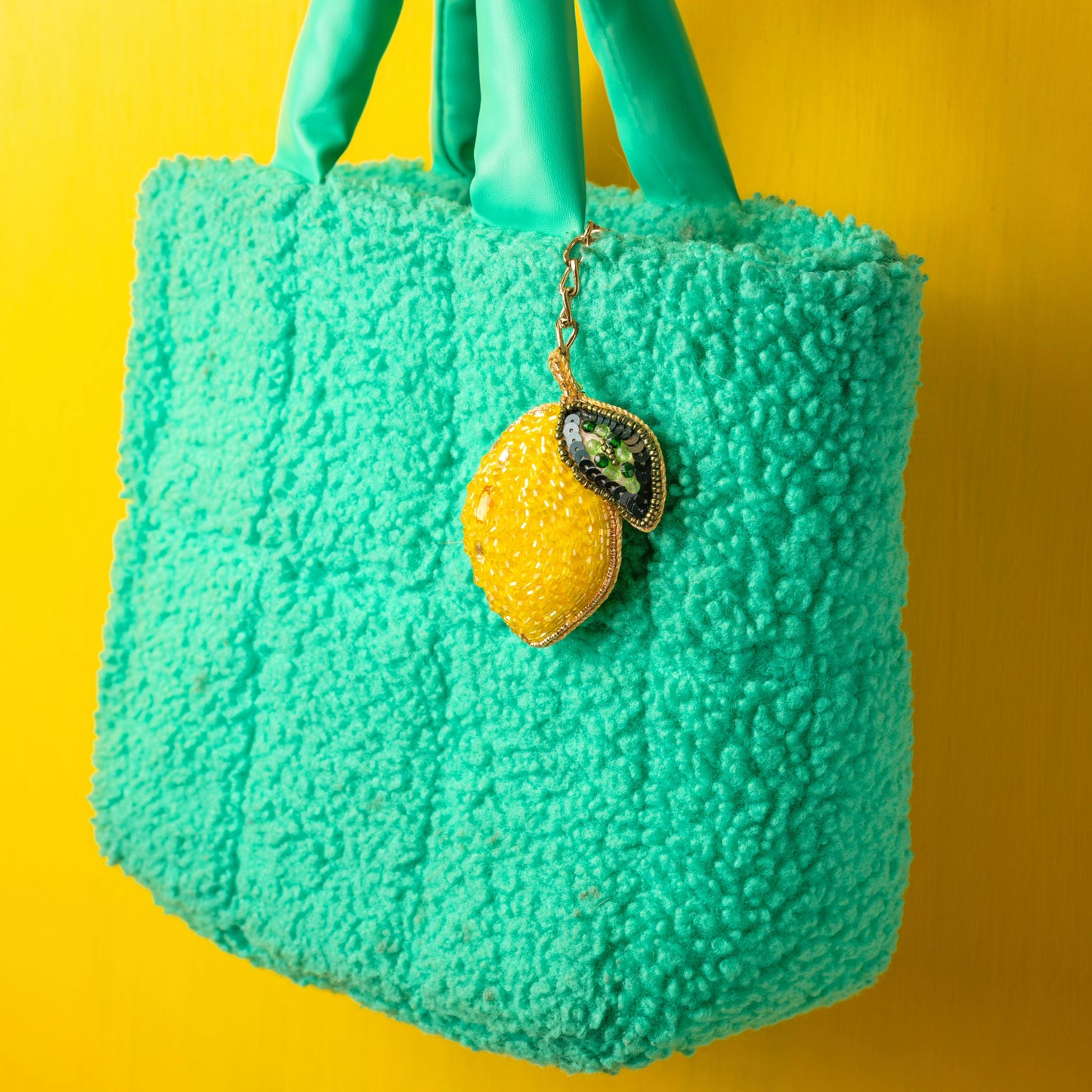 Lemon Beaded Bag Charm