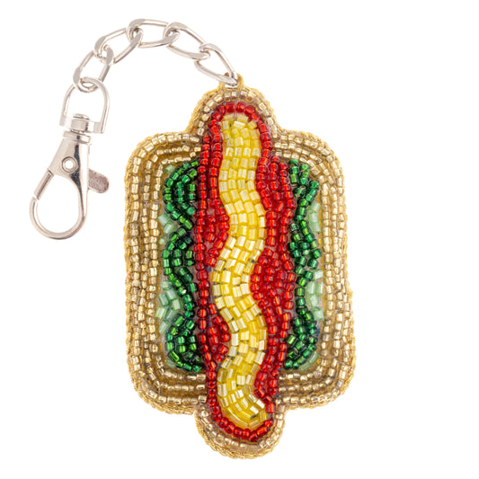 Hotdog Beaded Bag Charm