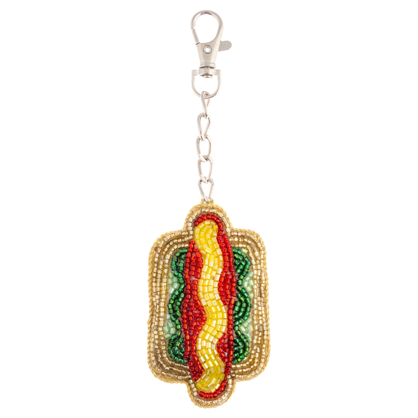 Hotdog Beaded Bag Charm