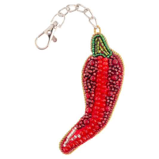 Chili Pepper Beaded Bag Charm