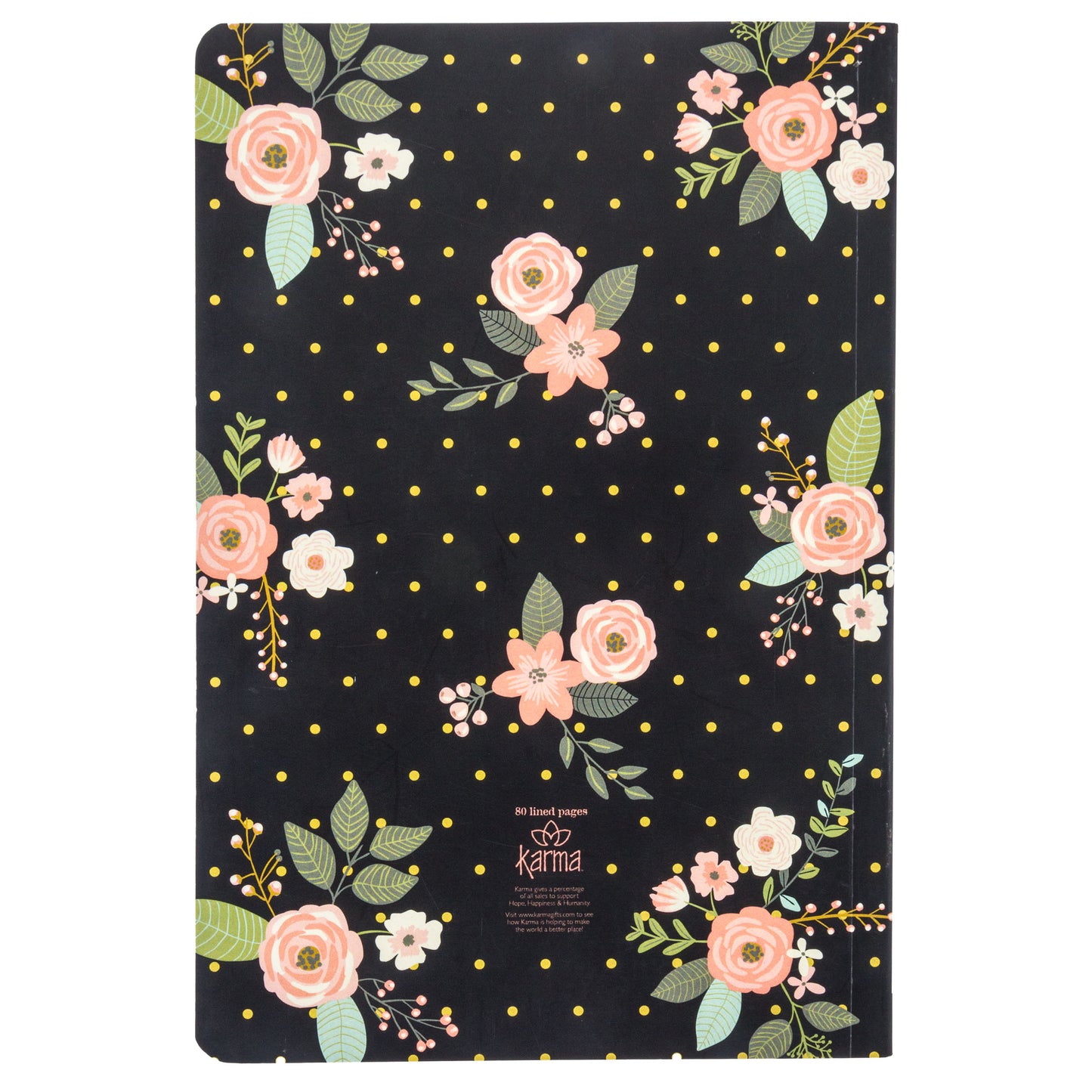 Charcoal Flower Notebook back view. 