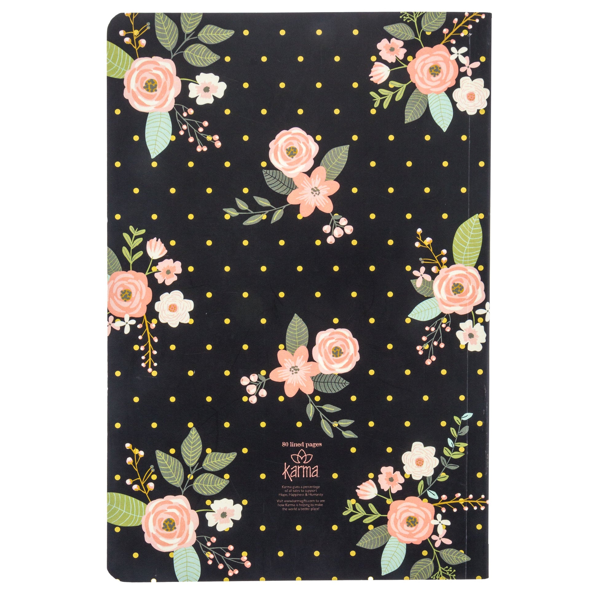 Charcoal Flower Notebook back view. 
