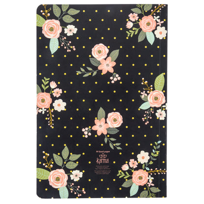 Charcoal Flower Notebook back view. 