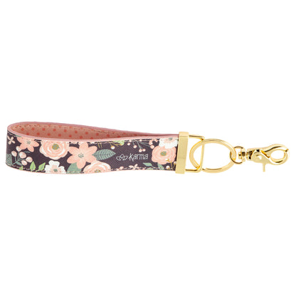 Charcoal Flowers Loop Keychain back view
