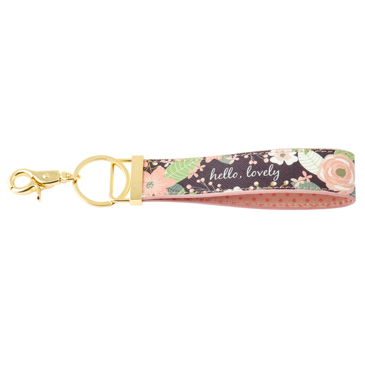 Charcoal Flowers Loop Keychain