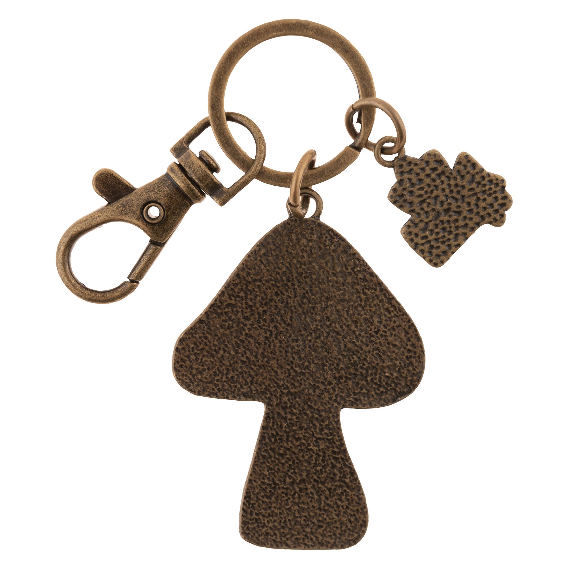 Mushroom Enamel Keychains back view. 