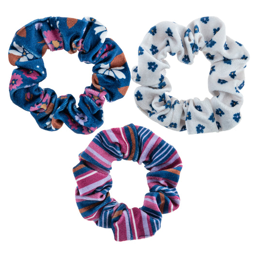 Plum Floral Velvet Scrunchies