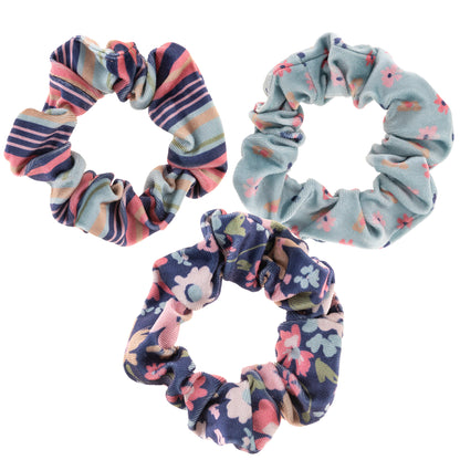Navy Floral Velvet Scrunchies