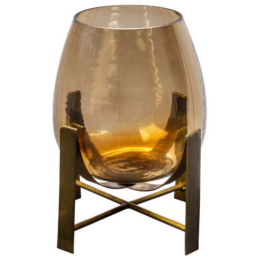 Amber Small Luster Glass Hurricane