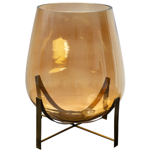 Amber Large Luster Glass Hurricane