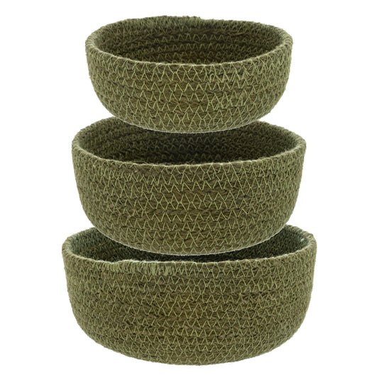 Dark Olive Woven Mini Bowls
