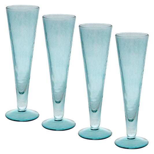 Teal Catalina Champagne Flute Set of four view. 