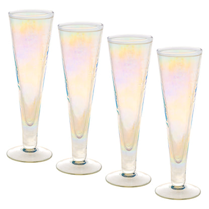Iridescent Catalina Champagne Flute Set of four view. 